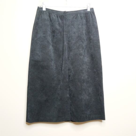 VTG Ultrasuede Black Skirt Midi Union Made Pockets 14 - Picture 4 of 7